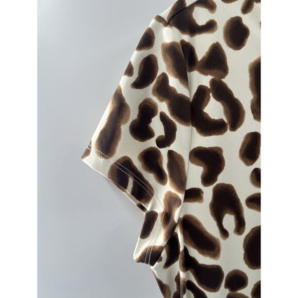 J. McLaughlin Women’s Short Sleeve Elora Animal Print Faux Wrap Dress Large - Picture 7 of 12